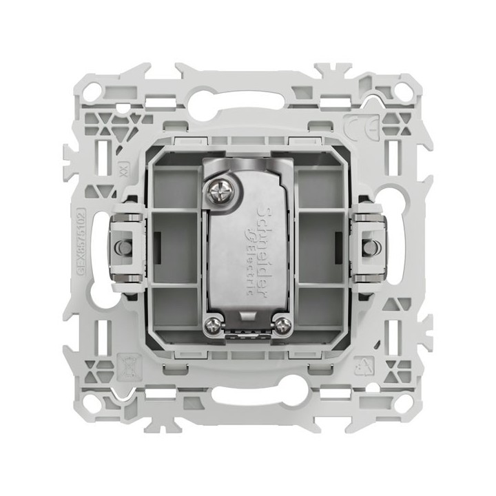 Schneider Odace - prise TV simple mâle avec griffes - blanc craie - Réf : S925445