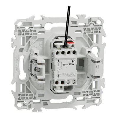 Schneider Odace - va-et-vient ou poussoir lumineux LED avec griffes - 10AX - blanc craie - Réf : S925263