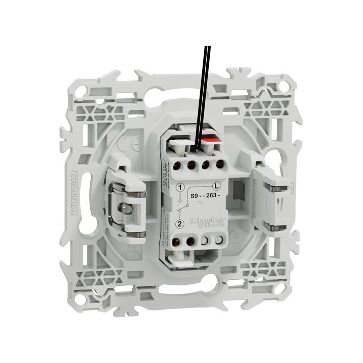 Schneider Odace - va-et-vient ou poussoir lumineux LED avec griffes - 10AX - blanc craie - Réf : S925263