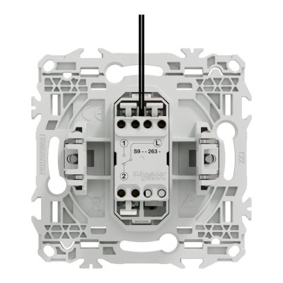 Schneider Odace - va-et-vient ou poussoir lumineux LED avec griffes - 10AX - blanc craie - Réf : S925263