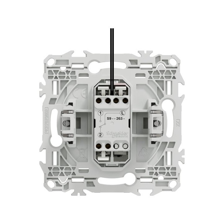 Schneider Odace - va-et-vient ou poussoir lumineux LED avec griffes - 10AX - blanc craie - Réf : S925263