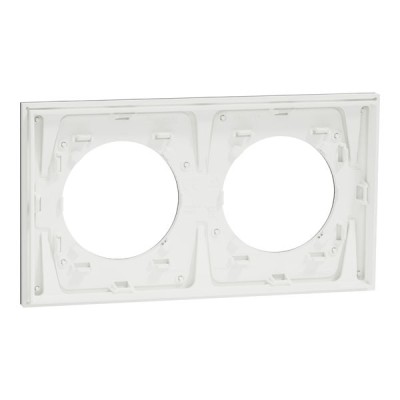 Schneider Odace Métal - plaque de finition 2 postes - effet Titane support blanc - Réf : S910704