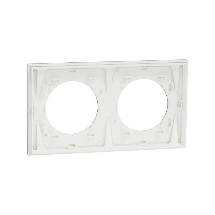 Schneider Odace Métal - plaque de finition 2 postes - effet Titane support blanc - Réf : S910704