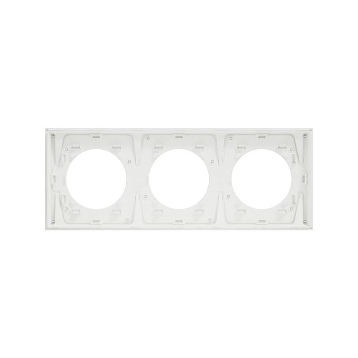 Schneider Odace Métal - plaque de finition 3 postes - effet Titane support blanc - Réf : S910706