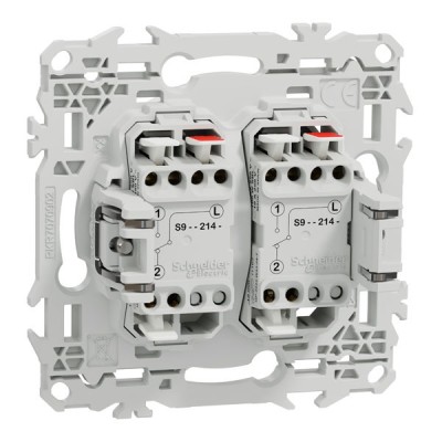 Schneider Odace - double va-et-vient ou poussoir avec griffes - 10AX - blanc craie - Réf : S925214