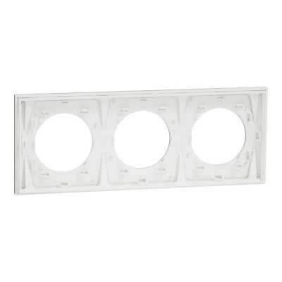 Schneider Odace Métal - plaque de finition 3 postes - effet Titane support blanc - Réf : S910706