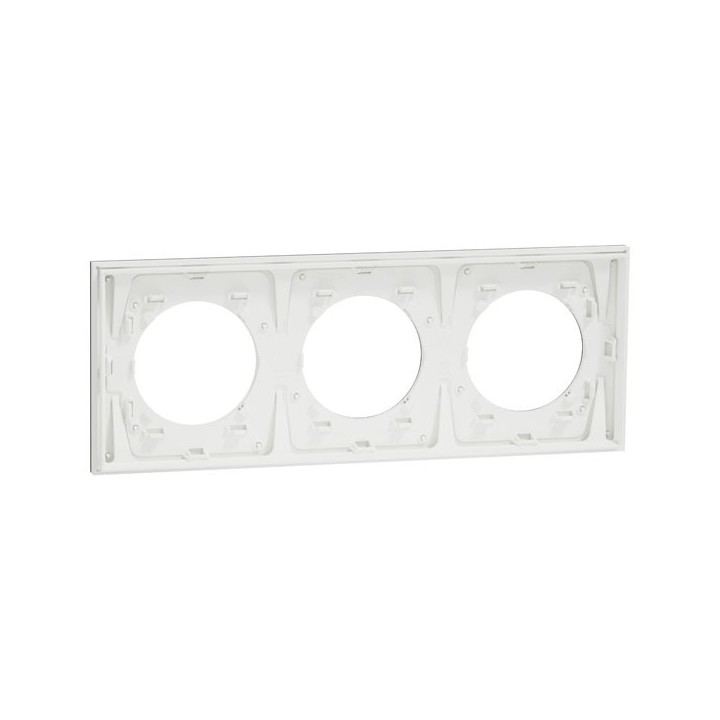 Schneider Odace Métal - plaque de finition 3 postes - effet Titane support blanc - Réf : S910706