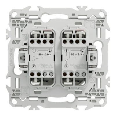 Schneider Odace - double va-et-vient ou poussoir avec griffes - 10AX - blanc craie - Réf : S925214