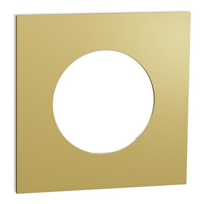 Schneider Odace Métal - plaque de finition 1 poste - effet Laiton support blanc - Réf : S911702
