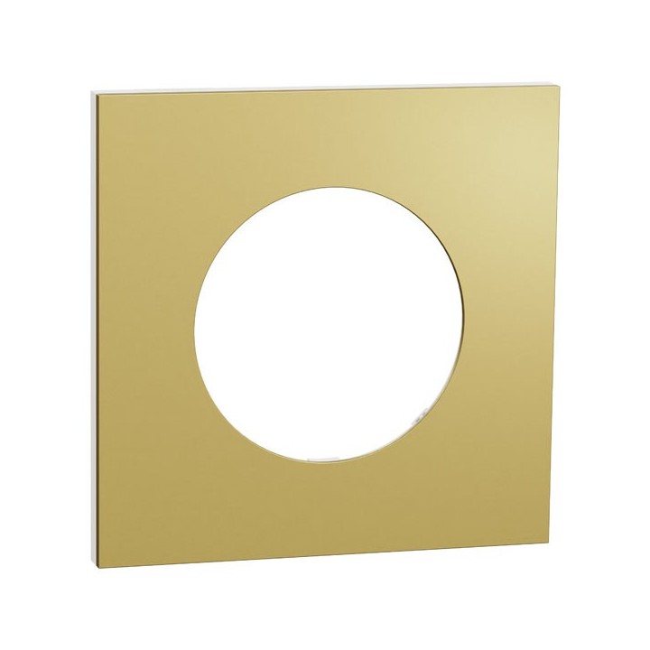 Schneider Odace Métal - plaque de finition 1 poste - effet Laiton support blanc - Réf : S911702