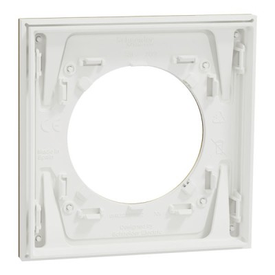 Schneider Odace Métal - plaque de finition 1 poste - effet Laiton support blanc - Réf : S911702