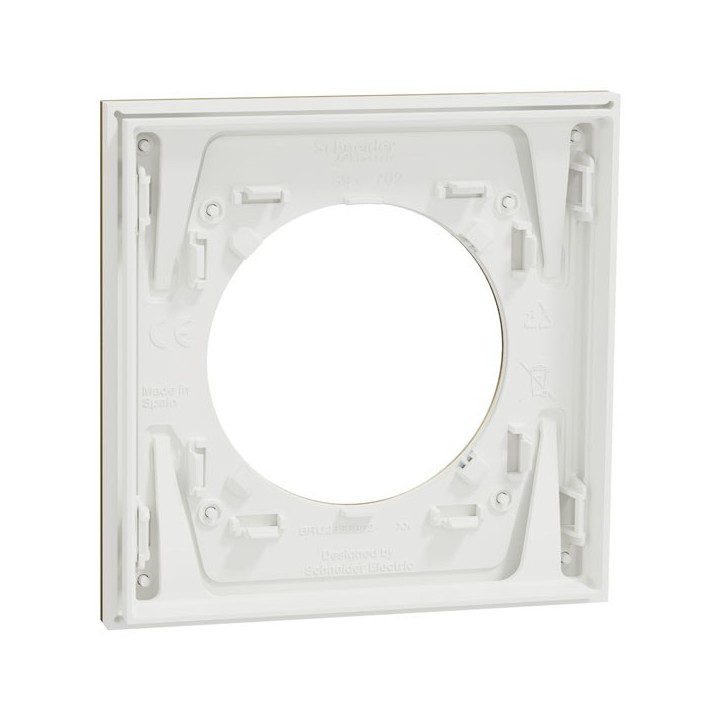 Schneider Odace Métal - plaque de finition 1 poste - effet Laiton support blanc - Réf : S911702