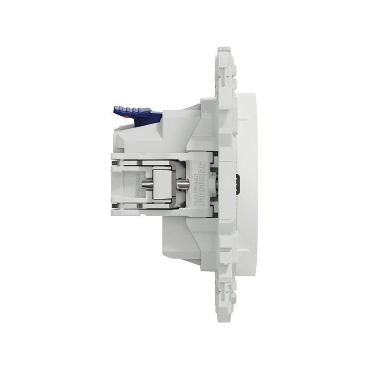 Schneider Odace - prise 2P+T affleurante avec griffes - bornes automatiques - blanc craie - Réf : S925052