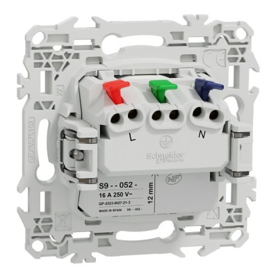 Schneider Odace - prise 2P+T affleurante avec griffes - bornes automatiques - blanc craie - Réf : S925052