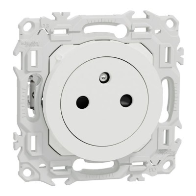 Schneider Odace - prise 2P+T affleurante avec griffes - bornes automatiques - blanc craie - Réf : S925052