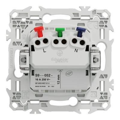 Schneider Odace - prise 2P+T affleurante avec griffes - bornes automatiques - blanc craie - Réf : S925052