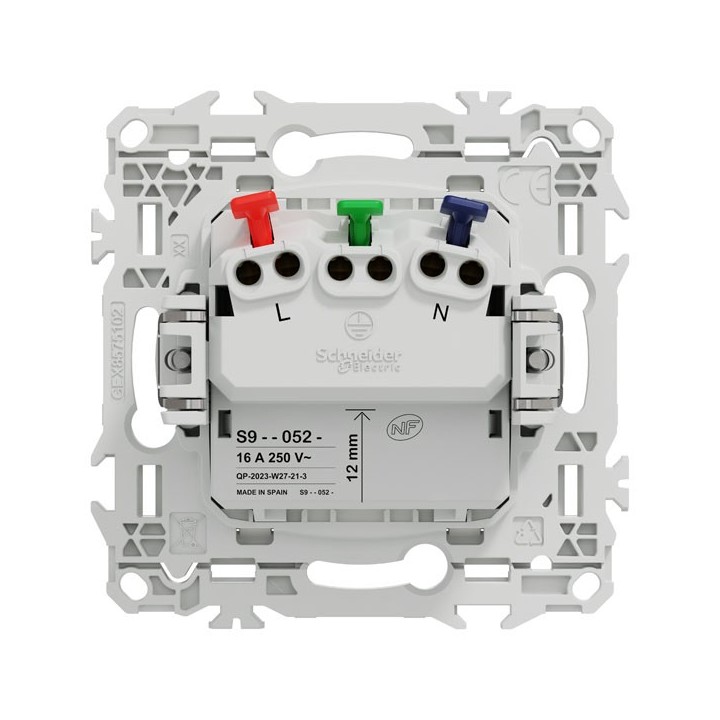 Schneider Odace - prise 2P+T affleurante avec griffes - bornes automatiques - blanc craie - Réf : S925052