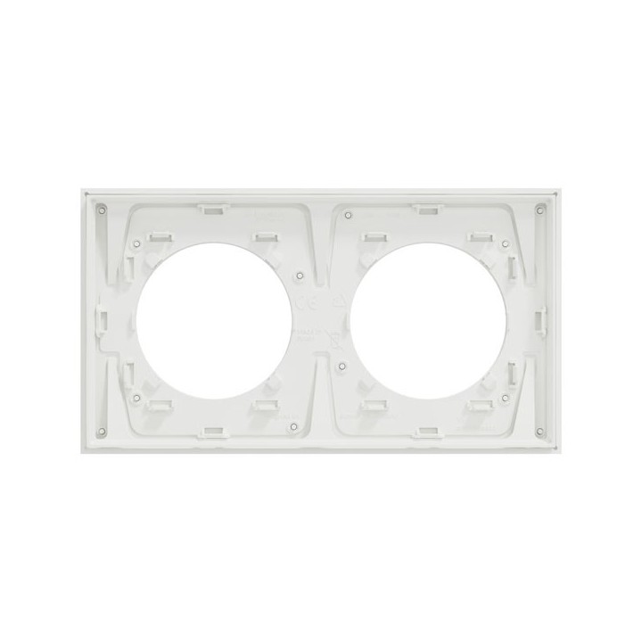 Schneider Odace Métal - plaque de finition 2 postes - effet Laiton support blanc - Réf : S911704
