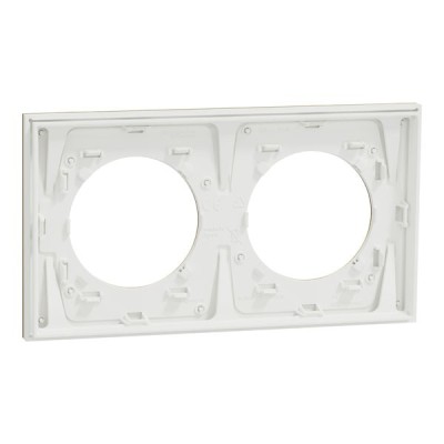 Schneider Odace Métal - plaque de finition 2 postes - effet Laiton support blanc - Réf : S911704