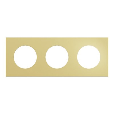 Schneider Odace Métal - plaque de finition 3 postes - effet Laiton support blanc - Réf : S911706