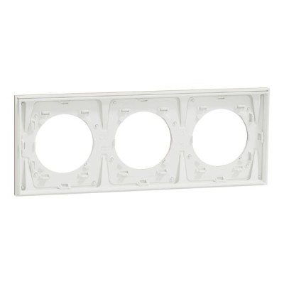 Schneider Odace Métal - plaque de finition 3 postes - effet Laiton support blanc - Réf : S911706