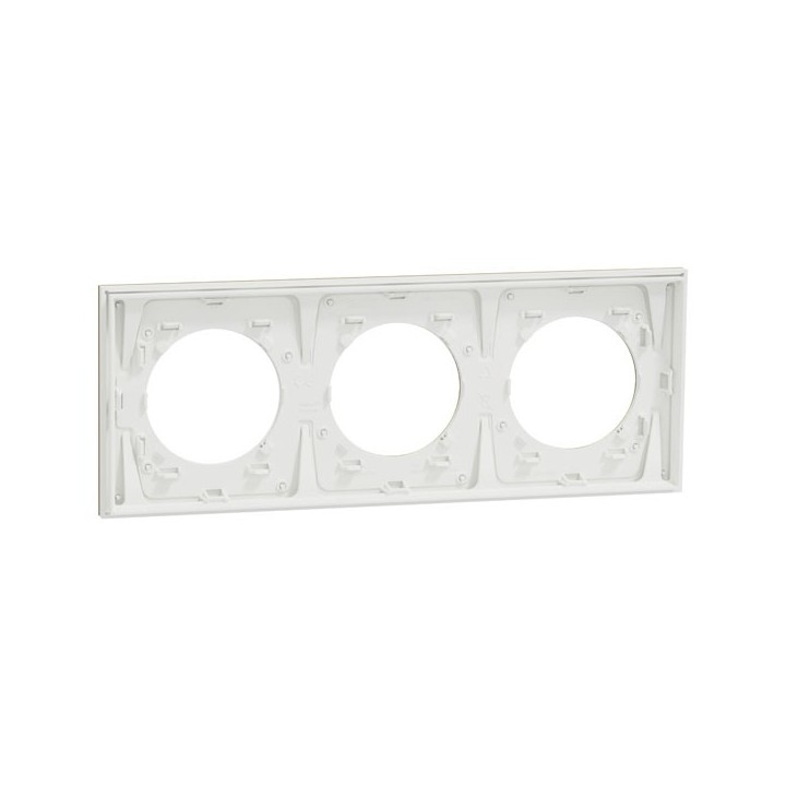 Schneider Odace Métal - plaque de finition 3 postes - effet Laiton support blanc - Réf : S911706