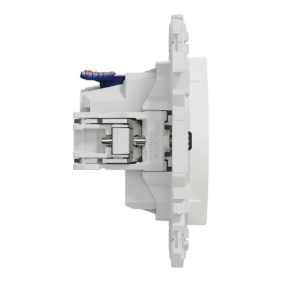 Schneider Odace - prise 2P affleurante avec griffes - bornes automatiques - blanc craie - Réf : S925033