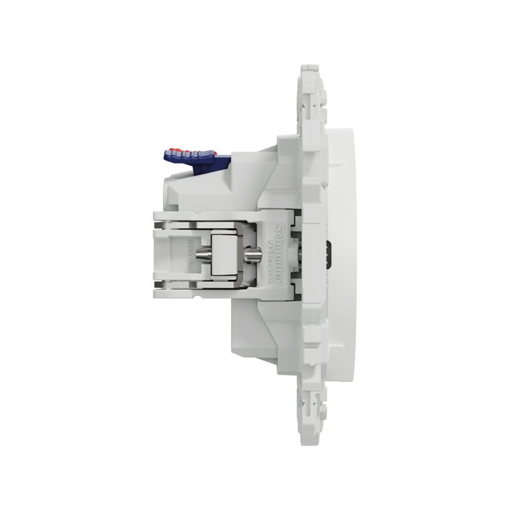 Schneider Odace - prise 2P affleurante avec griffes - bornes automatiques - blanc craie - Réf : S925033