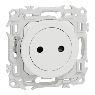 Schneider Odace - prise 2P affleurante avec griffes - bornes automatiques - blanc craie - Réf : S925033