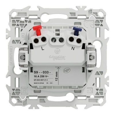 Schneider Odace - prise 2P affleurante avec griffes - bornes automatiques - blanc craie - Réf : S925033