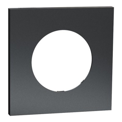 Schneider Odace Métal - plaque de finition 1 poste - effet Perle Noire support noir - Réf : S912702