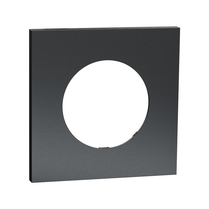 Schneider Odace Métal - plaque de finition 1 poste - effet Perle Noire support noir - Réf : S912702