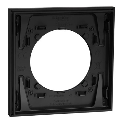 Schneider Odace Métal - plaque de finition 1 poste - effet Perle Noire support noir - Réf : S912702
