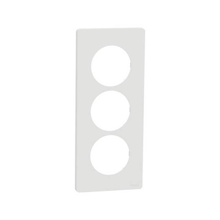 Schneider Odace Architecte - plaque 3 postes entraxe spécifique 57mm - Blanc craie - Réf : S920816