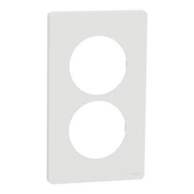 Schneider Odace Architecte - plaque 2 postes entraxe spécifique 57mm - Blanc craie - Réf : S920814