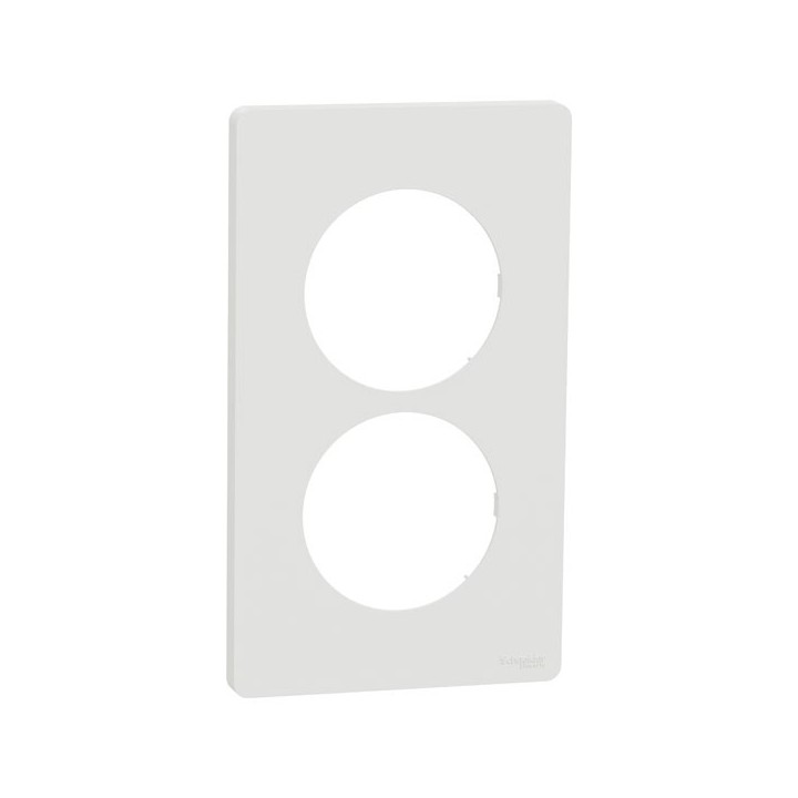 Schneider Odace Architecte - plaque 2 postes entraxe spécifique 57mm - Blanc craie - Réf : S920814