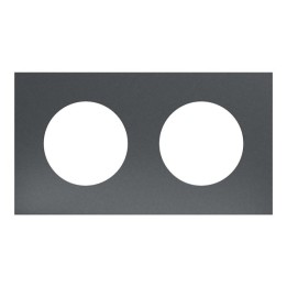 Schneider Odace Métal - plaque de finition 2 postes - effet Perle Noire support noir - Réf : S912704