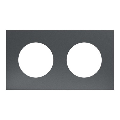 Schneider Odace Métal - plaque de finition 2 postes - effet Perle Noire support noir - Réf : S912704