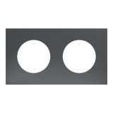 Schneider Odace Métal - plaque de finition 2 postes - effet Perle Noire support noir - Réf : S912704