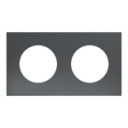 Schneider Odace Métal - plaque de finition 2 postes - effet Perle Noire support noir - Réf : S912704
