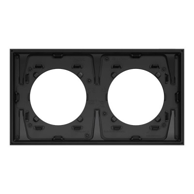 Schneider Odace Métal - plaque de finition 2 postes - effet Perle Noire support noir - Réf : S912704