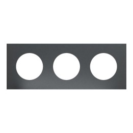 Schneider Odace Métal - plaque de finition 3 postes - effet Perle Noire support noir - Réf : S912706