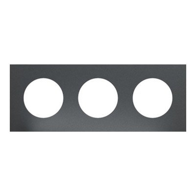 Schneider Odace Métal - plaque de finition 3 postes - effet Perle Noire support noir - Réf : S912706