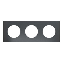 Schneider Odace Métal - plaque de finition 3 postes - effet Perle Noire support noir - Réf : S912706