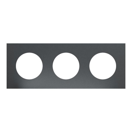 Schneider Odace Métal - plaque de finition 3 postes - effet Perle Noire support noir - Réf : S912706