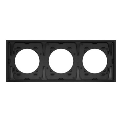 Schneider Odace Métal - plaque de finition 3 postes - effet Perle Noire support noir - Réf : S912706