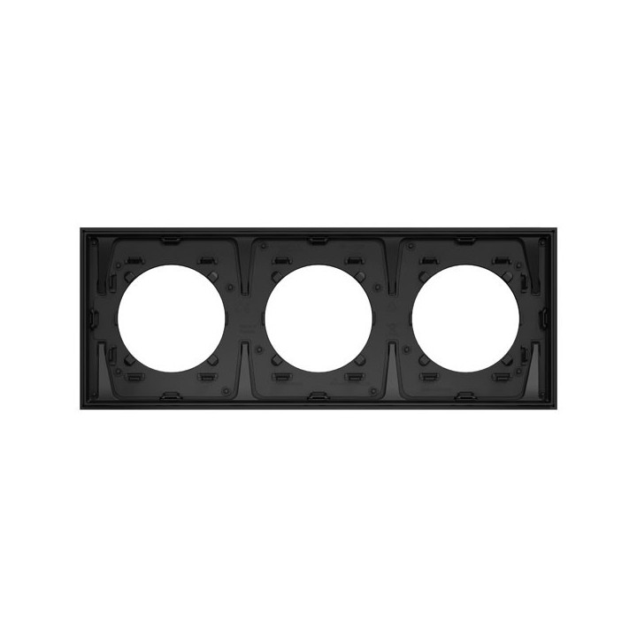 Schneider Odace Métal - plaque de finition 3 postes - effet Perle Noire support noir - Réf : S912706