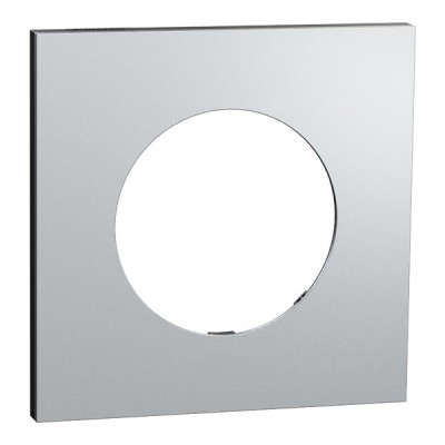 Schneider Odace Métal - plaque de finition 1 poste - effet Aluminium support noir - Réf : S913702