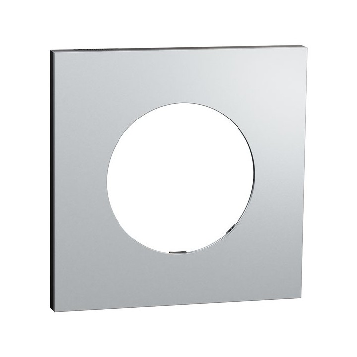 Schneider Odace Métal - plaque de finition 1 poste - effet Aluminium support noir - Réf : S913702