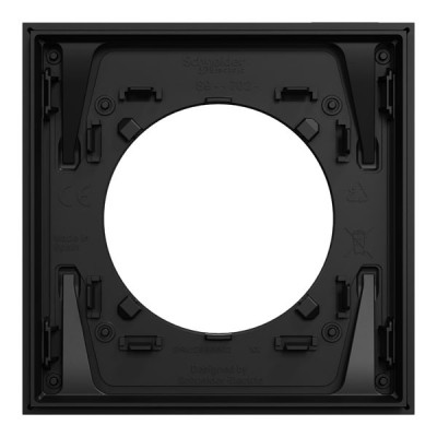 Schneider Odace Métal - plaque de finition 1 poste - effet Aluminium support noir - Réf : S913702